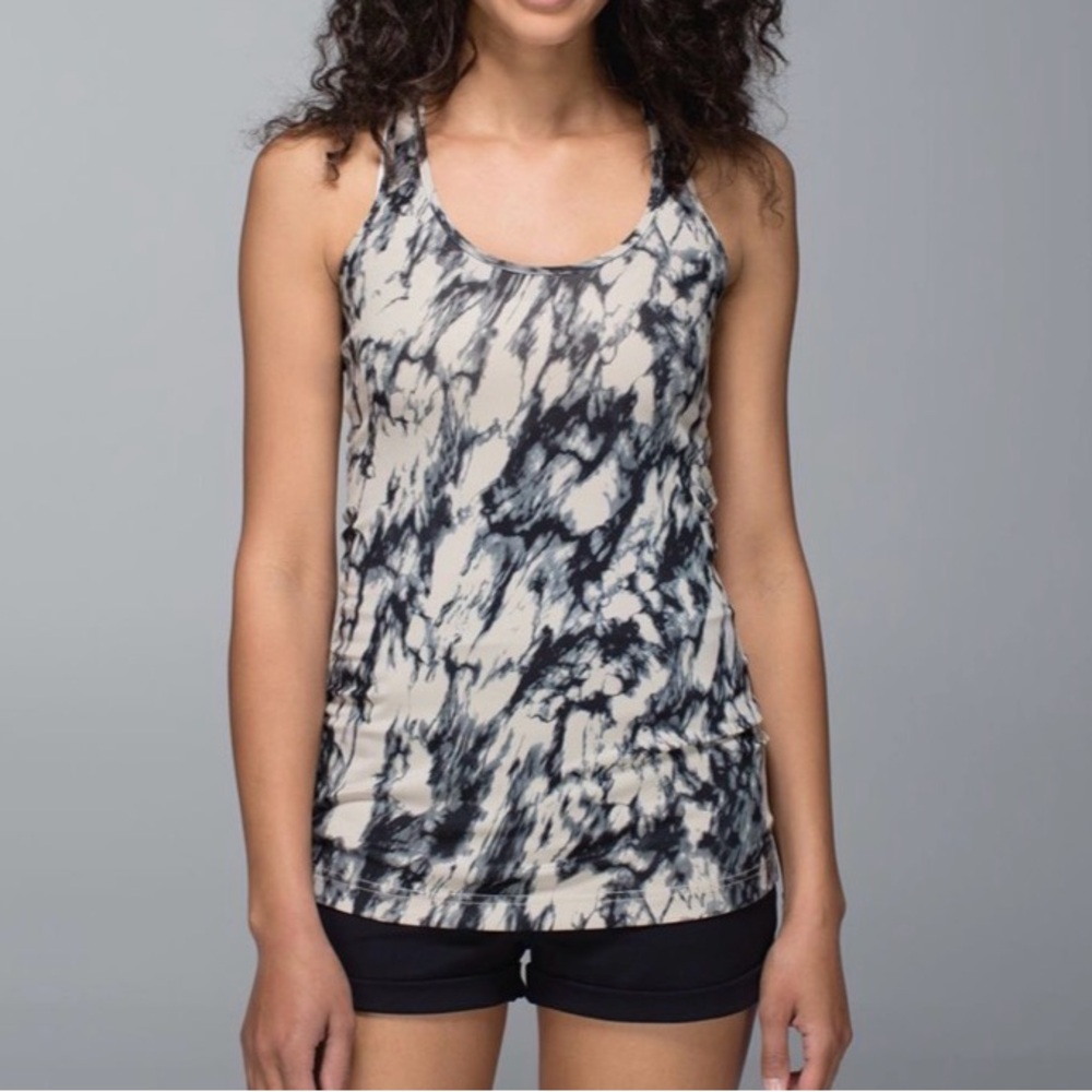 Lululemon Cool Racerback Tank size 4, Great Granite Black Mojave Tan